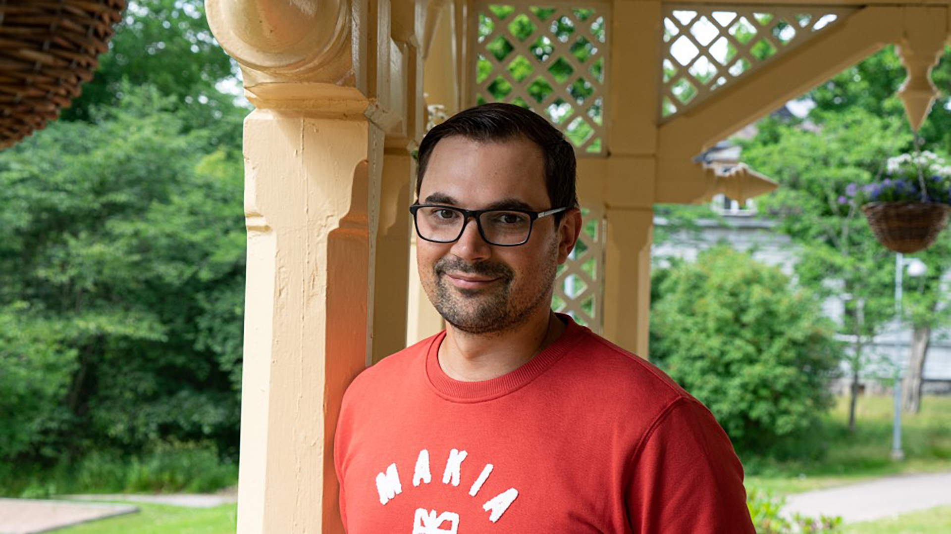 Man who donated stem cells, on the terrace at summer time.