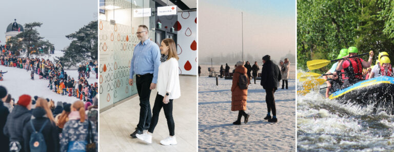 Bildcollage av människor som lever ett aktivt liv och blodgivare.