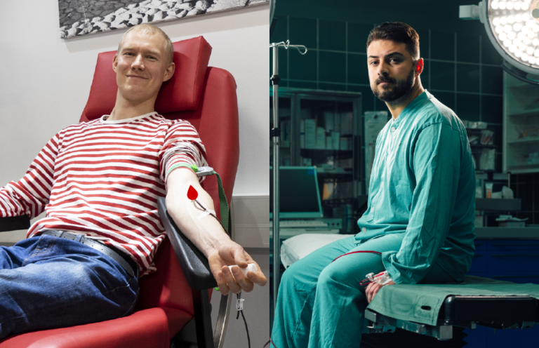 verenluovuttaja ja potilas
